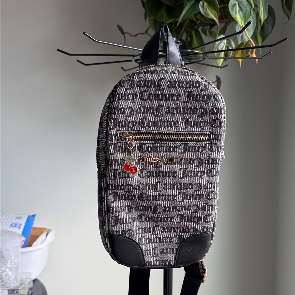 Juicy Couture Black and Gray Logo Backpack